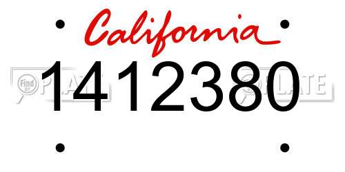 1412380 California License Plate