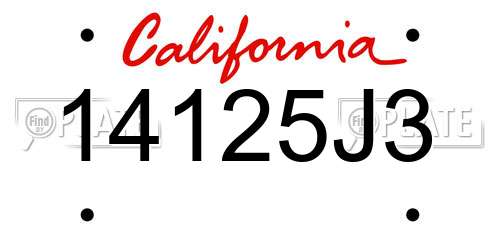 14125J3 California License Plate
