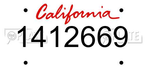 1412669 California License Plate