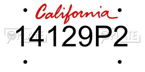 14129P2 California License Plate