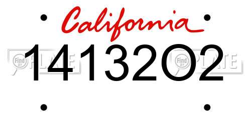 14132O2 California License Plate
