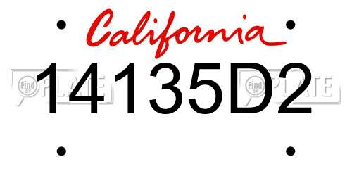 14135D2 California License Plate