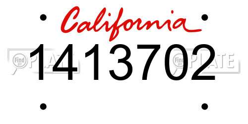 1413702 California License Plate