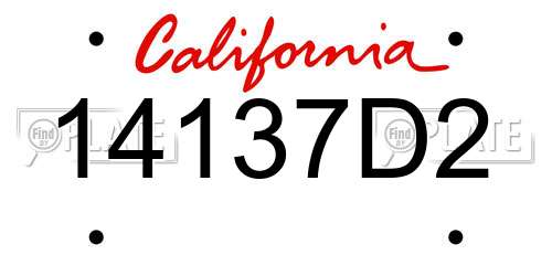 14137D2 California License Plate