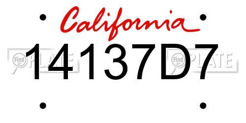 14137D7 California License Plate