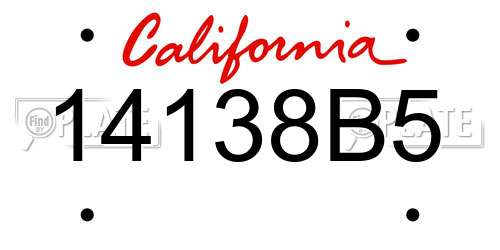 14138B5 California License Plate