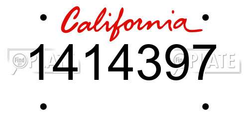 1414397 California License Plate