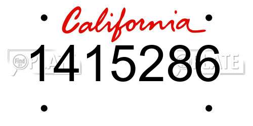 1415286 California License Plate