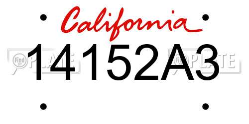 14152A3 California License Plate