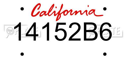 14152B6 California License Plate