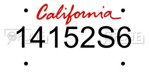 14152S6 California License Plate