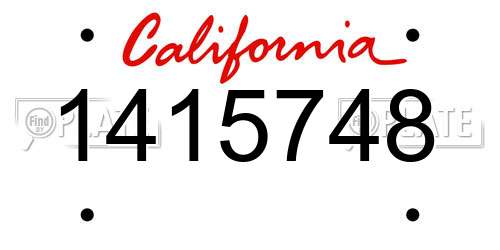 1415748 California License Plate