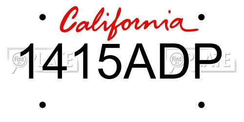 1415ADP California License Plate