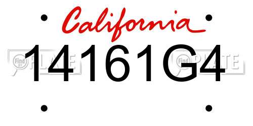14161G4 California License Plate