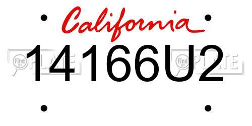 14166U2 California License Plate