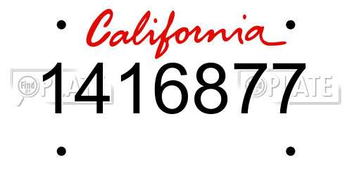 1416877 California License Plate