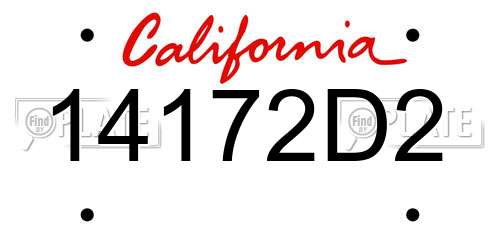 14172D2 California License Plate