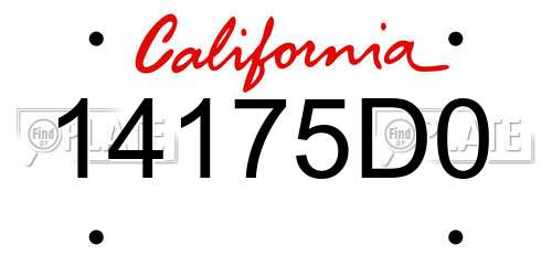 14175D0 California License Plate