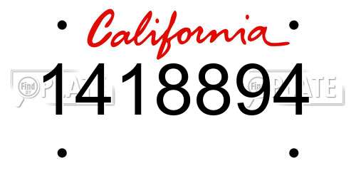 1418894 California License Plate
