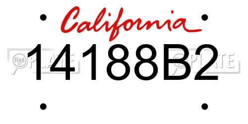 14188B2 California License Plate