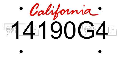 14190G4 California License Plate