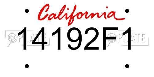14192F1 California License Plate