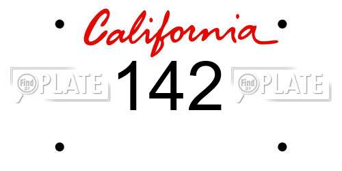142 California License Plate