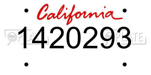 1420293 California License Plate