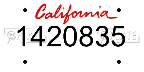 1420835 California License Plate
