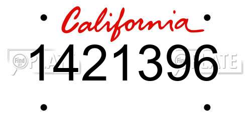 1421396 California License Plate