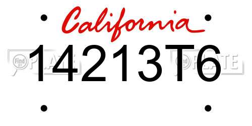 14213T6 California License Plate