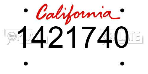 1421740 California License Plate