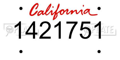 1421751 California License Plate