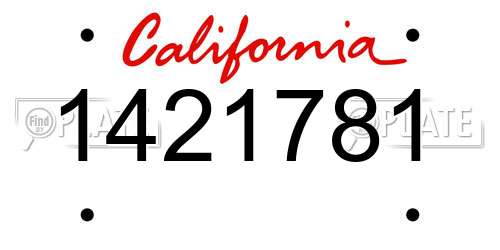 1421781 California License Plate