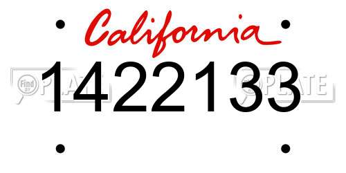 1422133 California License Plate