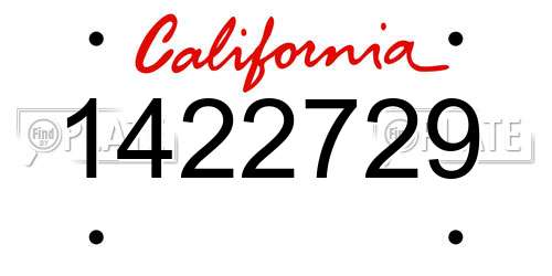1422729 California License Plate