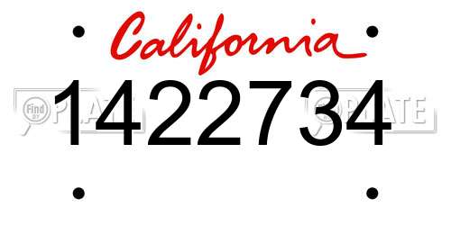 1422734 California License Plate