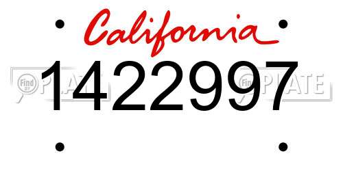 1422997 California License Plate