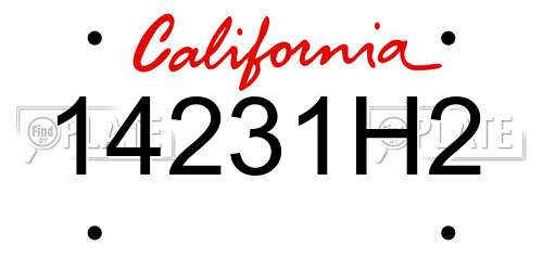14231H2 California License Plate
