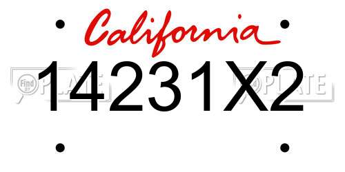 14231X2 California License Plate