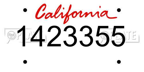 1423355 California License Plate