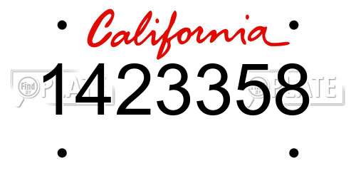 1423358 California License Plate