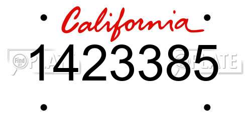 1423385 California License Plate