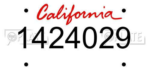 1424029 California License Plate