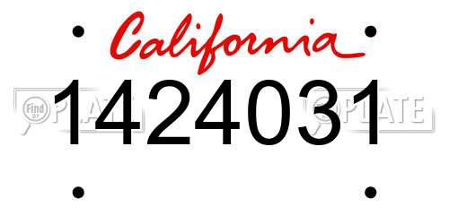 1424031 California License Plate