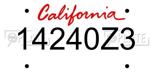 14240Z3 California License Plate