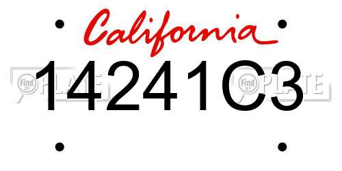 14241C3 California License Plate