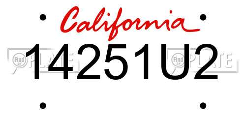 14251U2 California License Plate