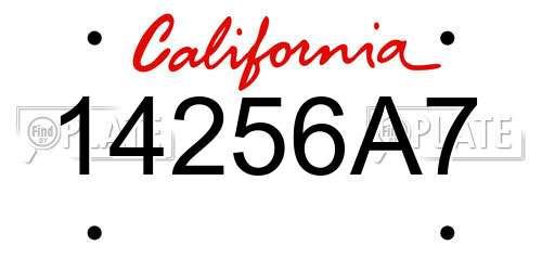 14256A7 California License Plate