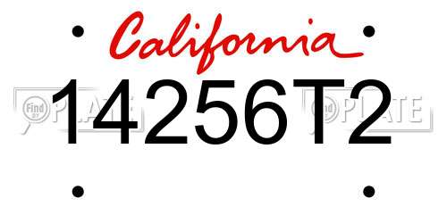 14256T2 California License Plate